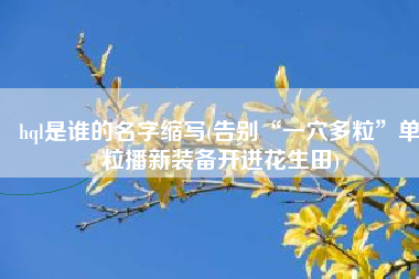 hql是谁的名字缩写(告别“一穴多粒”单粒播新装备开进花生田)