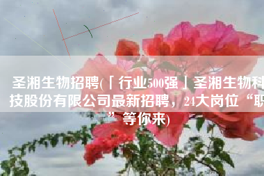 圣湘生物招聘(「行业500强」圣湘生物科技股份有限公司最新招聘，24大岗位“职”等你来)