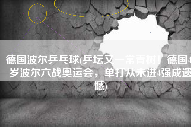 德国波尔乒乓球(乒坛又一常青树！德国40岁波尔六战奥运会，单打从未进4强成遗憾)