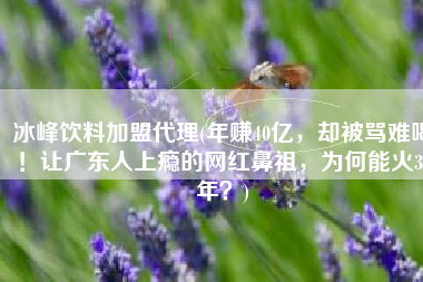 冰峰饮料加盟代理(年赚40亿，却被骂难喝！让广东人上瘾的网红鼻祖，为何能火30年？)