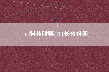 tcl科技股票(TCL长夜难明)