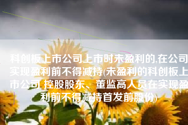 科创板上市公司上市时未盈利的,在公司实现盈利前不得减持(未盈利的科创板上市公司 控股股东、董监高人员在实现盈利前不得减持首发前股份)