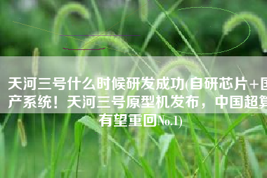 天河三号什么时候研发成功(自研芯片+国产系统！天河三号原型机发布，中国超算有望重回No.1)