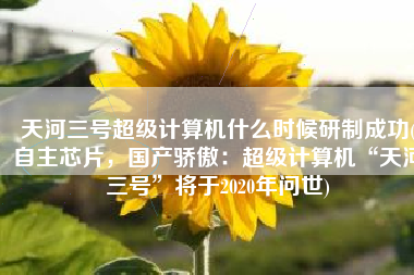 天河三号超级计算机什么时候研制成功(自主芯片，国产骄傲：超级计算机“天河三号”将于2020年问世)