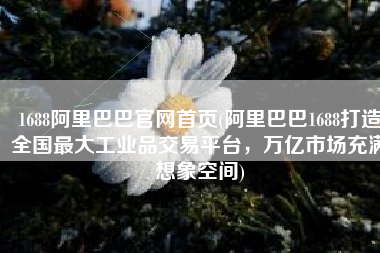 1688阿里巴巴官网首页(阿里巴巴1688打造全国最大工业品交易平台，万亿市场充满想象空间)