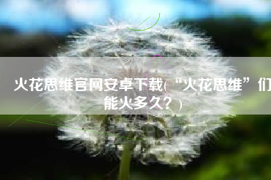 火花思维官网安卓下载(“火花思维”们能火多久？)