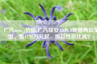 广汽aion y价格(广汽埃安AION Y新增两款车型，售17.98万元起，哪款性价比高？)