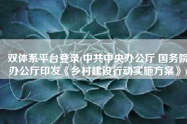 双体系平台登录(中共中央办公厅 国务院办公厅印发《乡村建设行动实施方案》)