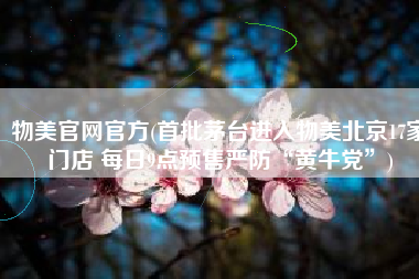 物美官网官方(首批茅台进入物美北京17家门店 每日9点预售严防“黄牛党”)