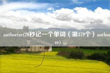 authorize(20秒记一个单词（第379个）authorize)