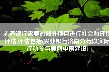 赤道银行需要对部分项目进行社会和环境评估,评估包括(兴业银行济南分行以实际行动参与美丽中国建设)