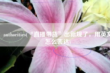 authorities(“直播带货”出新规了，用英文怎么表达)