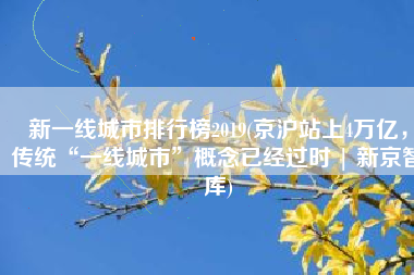 新一线城市排行榜2019(京沪站上4万亿，传统“一线城市”概念已经过时 | 新京智库)