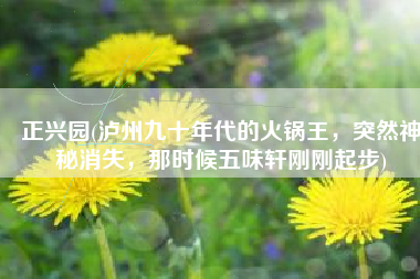 正兴园(泸州九十年代的火锅王，突然神秘消失，那时候五味轩刚刚起步)
