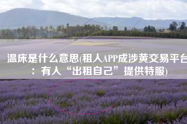温床是什么意思(租人APP成涉黄交易平台：有人“出租自己”提供特服)