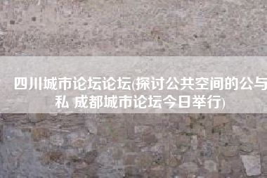 四川城市论坛论坛(探讨公共空间的公与私 成都城市论坛今日举行)