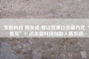 东超科技 韩东成(要让世界以全新方式“看见”：访东超科技创始人韩东成)