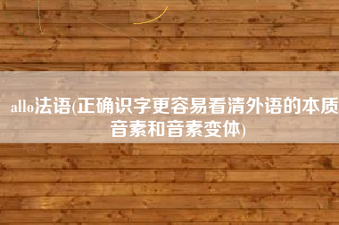 allo法语(正确识字更容易看清外语的本质：音素和音素变体)
