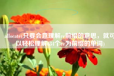 allocate(只要会意理解re前缀的意思，就可以轻松理解634个re为前缀的单词)