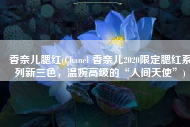 香奈儿腮红(Chanel 香奈儿2020限定腮红系列新三色，温婉高级的“人间天使”)
