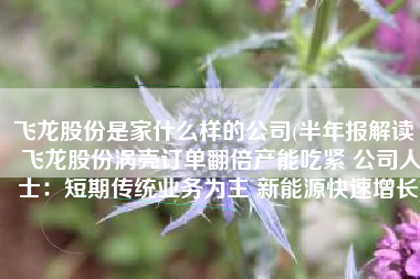 飞龙股份是家什么样的公司(半年报解读｜飞龙股份涡壳订单翻倍产能吃紧 公司人士：短期传统业务为主 新能源快速增长)