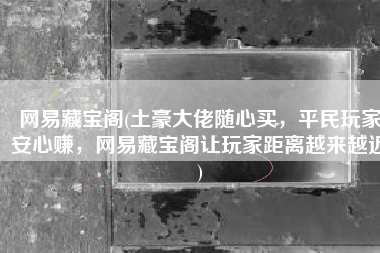 网易藏宝阁(土豪大佬随心买，平民玩家安心赚，网易藏宝阁让玩家距离越来越近)