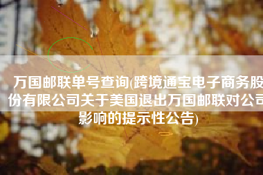 万国邮联单号查询(跨境通宝电子商务股份有限公司关于美国退出万国邮联对公司影响的提示性公告)