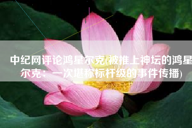 中纪网评论鸿星尔克(被推上神坛的鸿星尔克：一次堪称标杆级的事件传播)