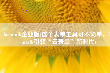 formtalk企业版(这个表单工具可不简单，formtalk引领“云表单”新时代)