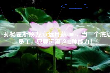 孙杨霍斯顿(想永远月薪3000，当一个底层员工，只要远离这12种能力！)