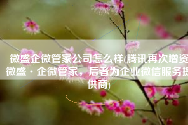 微盛企微管家公司怎么样(腾讯再次增资微盛·企微管家，后者为企业微信服务提供商)