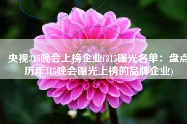 央视315晚会上榜企业(315曝光名单：盘点历年315晚会曝光上榜的品牌企业)