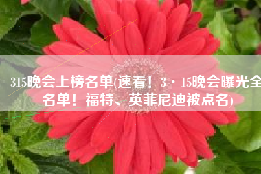 315晚会上榜名单(速看！3·15晚会曝光全名单！福特、英菲尼迪被点名)
