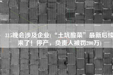 315晚会涉及企业(“土坑酸菜”最新后续来了！停产，负责人被罚200万)