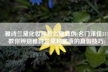 雅诗兰黛化妆品怎么查真伪(名门泽佳315教你辨别雅诗兰黛粉底液的真假技巧)