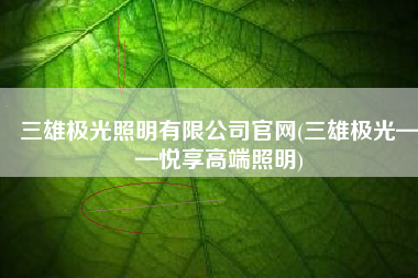 三雄极光照明有限公司官网(三雄极光——悦享高端照明)