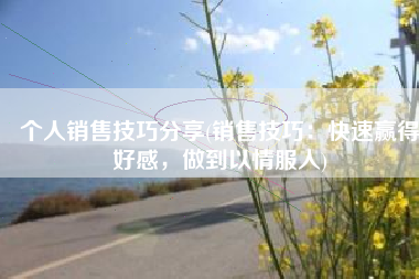 个人销售技巧分享(销售技巧：快速赢得好感，做到以情服人)
