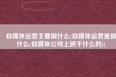 自媒体运营主要做什么(自媒体运营是做什么(自媒体公司上班干什么的))