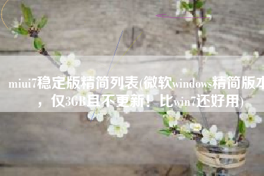 miui7稳定版精简列表(微软windows精简版本，仅3GB且不更新！比win7还好用)