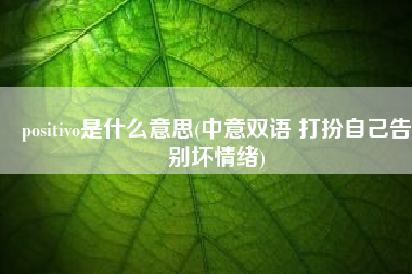 positivo是什么意思(中意双语 打扮自己告别坏情绪)