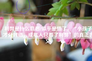 利弊是什么意思(似乎是悟了，“小孩子才分对错，成年人只看了利弊”的真正含义)