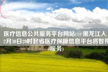 医疗信息公共服务平台网站(@黑龙江人 12月30日20时起省医疗保障信息平台将暂停服务)