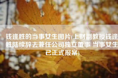钱逢胜的当事女生图片(上财副教授钱逢胜陆续辞去兼任公司独立董事 当事女生已正式报案)