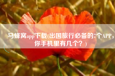 马蜂窝app下载(出国旅行必备的7个APP，你手机里有几个？)