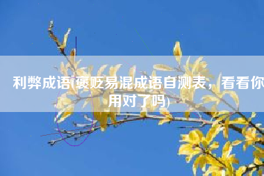 利弊成语(褒贬易混成语自测表，看看你用对了吗)