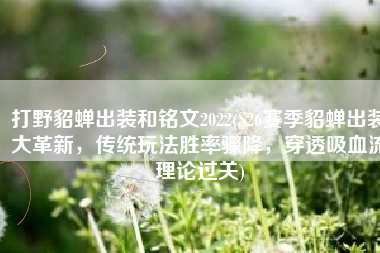 打野貂蝉出装和铭文2022(S26赛季貂蝉出装大革新，传统玩法胜率骤降，穿透吸血流理论过关)