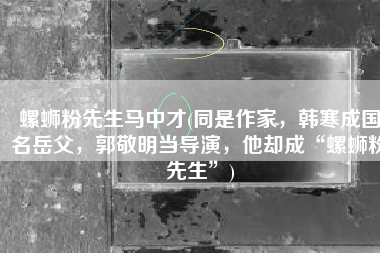 螺蛳粉先生马中才(同是作家，韩寒成国名岳父，郭敬明当导演，他却成“螺蛳粉先生”)