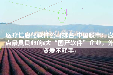 医疗信息化软件公司排名(中国股市：盘点最具良心的6大“国产软件”企业，外资爱不释手)