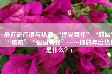 最近流行语与热词(“建党百年”“双减”“破防”“强国有我”……你的年度热词是什么？)