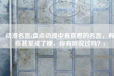 动漫名言(盘点动漫中有意思的名言，有些甚至成了梗，你有听说过吗？)